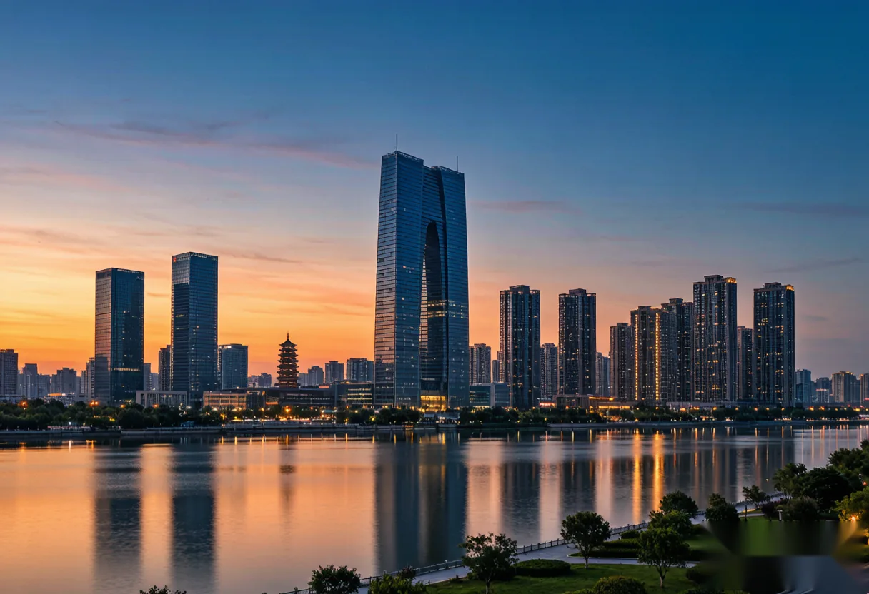 Modern skyline of Luoyang with high-rise buildings