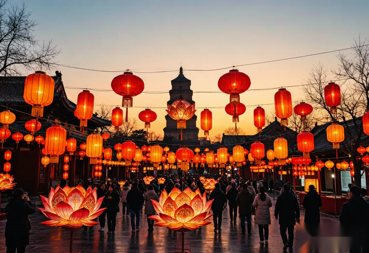Cultural festival in Luoyang with traditional decorations and lanterns