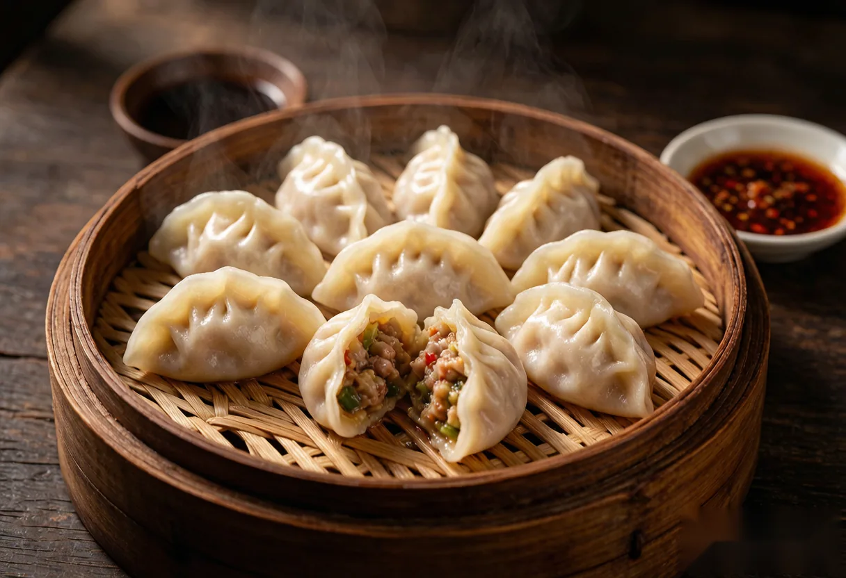 Steamed dumplings served at a Luoyang restaurant