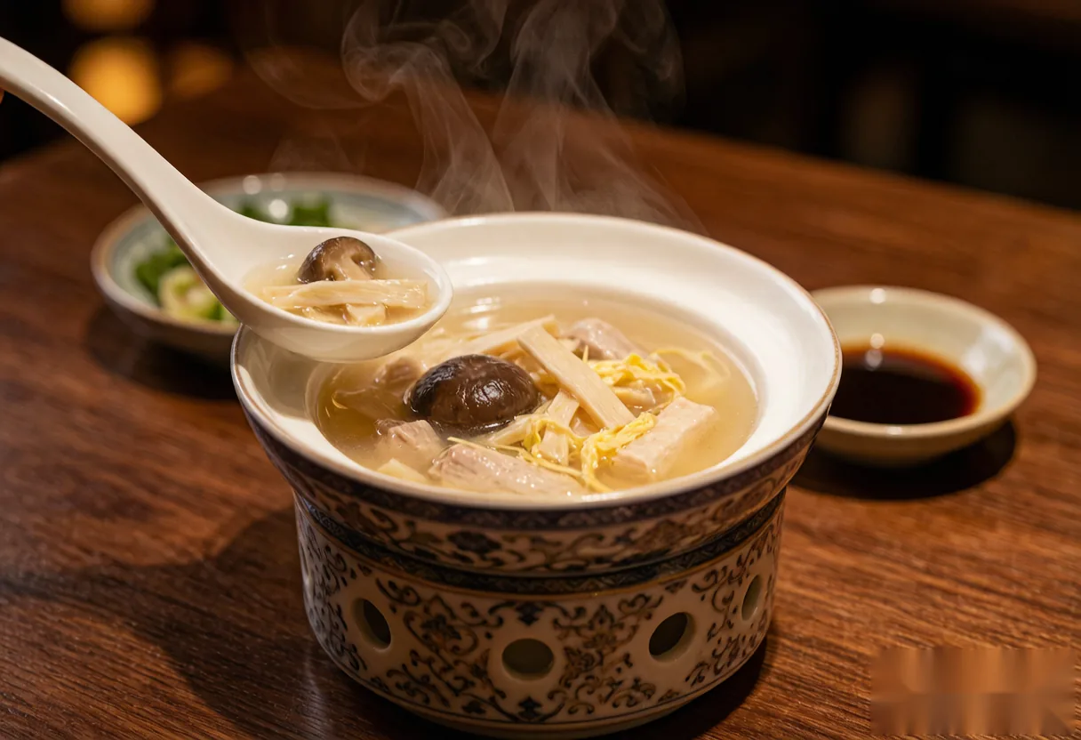 A single traditional Luoyang Water Banquet dish served in a small bowl