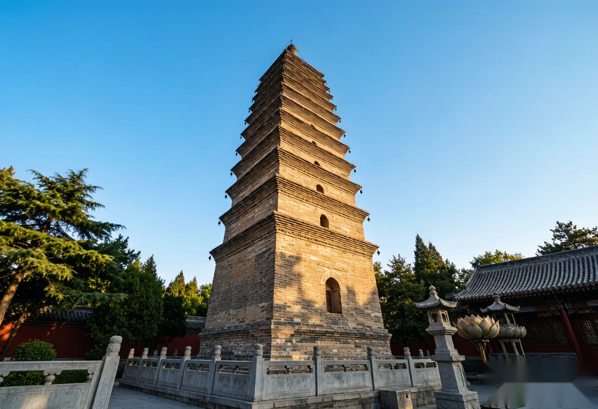The Qiyun pagoda standing in the grounds of White Horse Temple, Luoyang